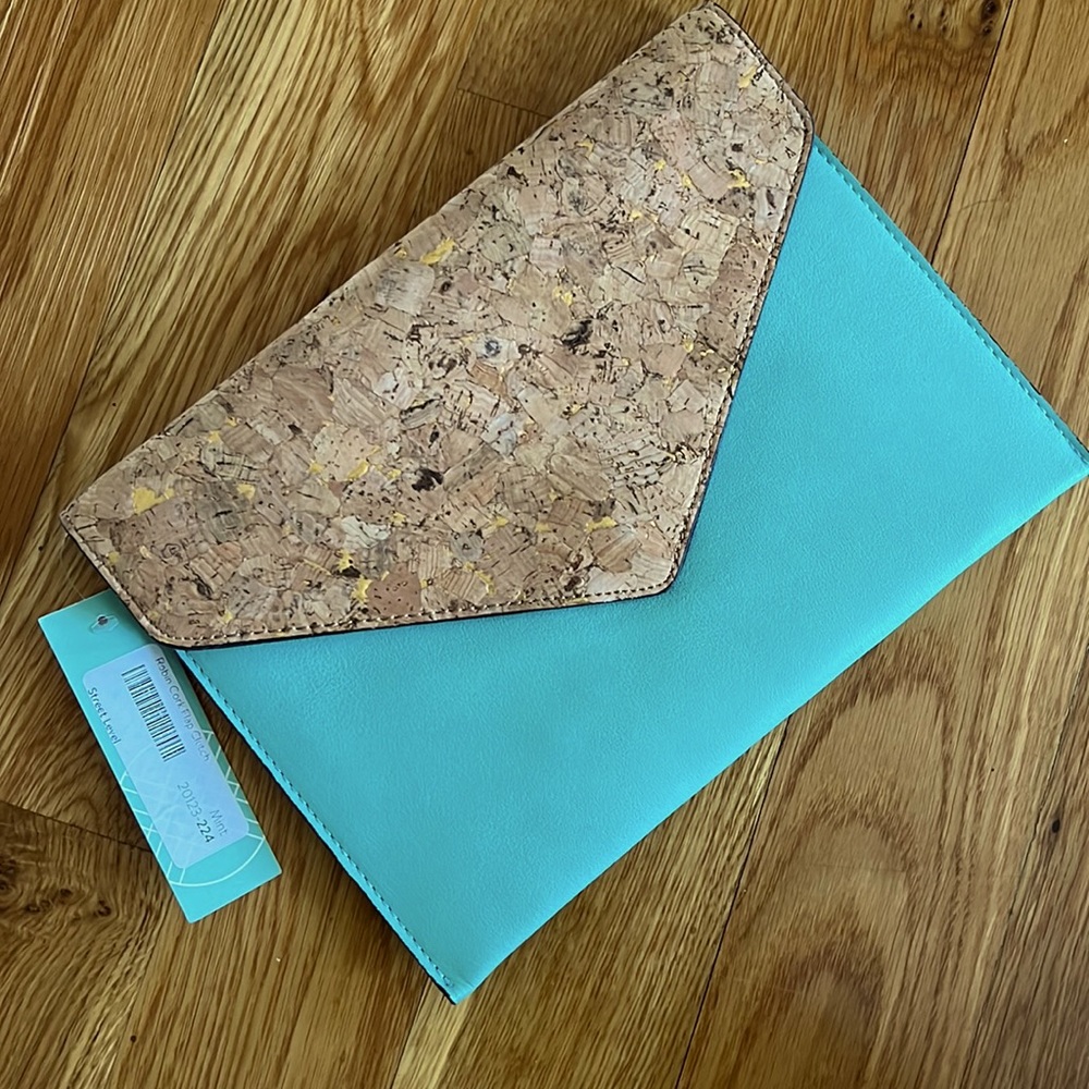 Street Level Robin Cork Flap Clutch